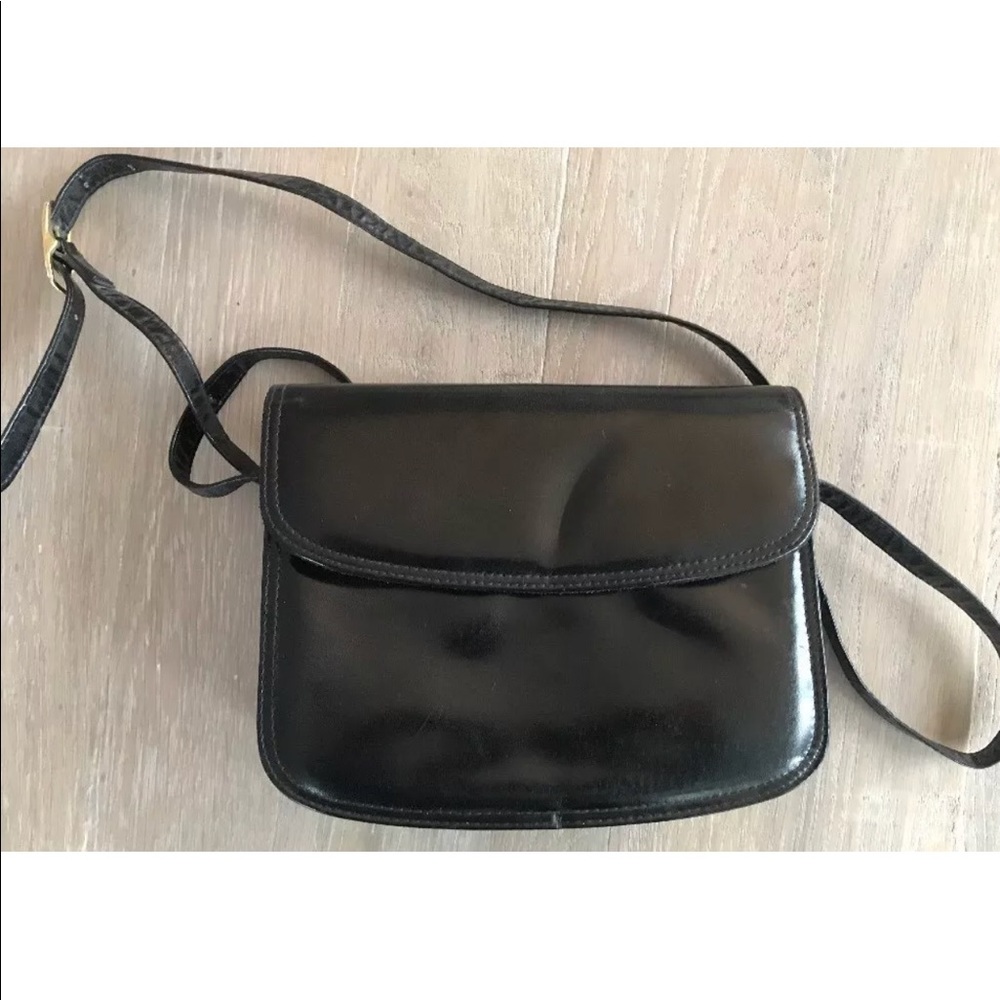 GENUINE SOFT BLACK LEATHER CROSSBODY PURSE BAG